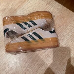 Adidas Platform Gazelle Cream and Dark Green Sneakers